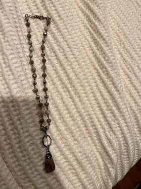 Beaded Brown Stone Pendanto Necklace - Women Jewelry